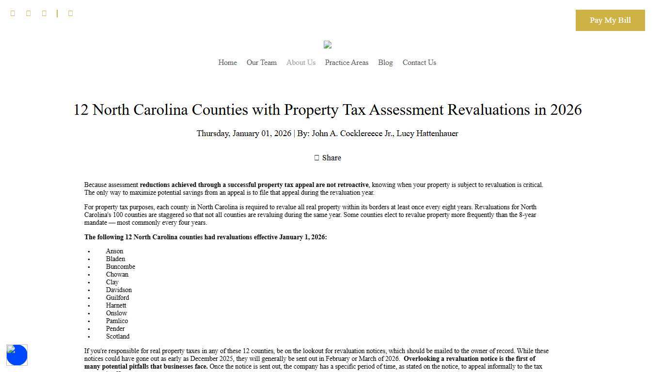 12 North Carolina Counties with Property Tax Assessment Revaluations in 2026 - Bell Davis Pitt Attorneys & Counselors at Law